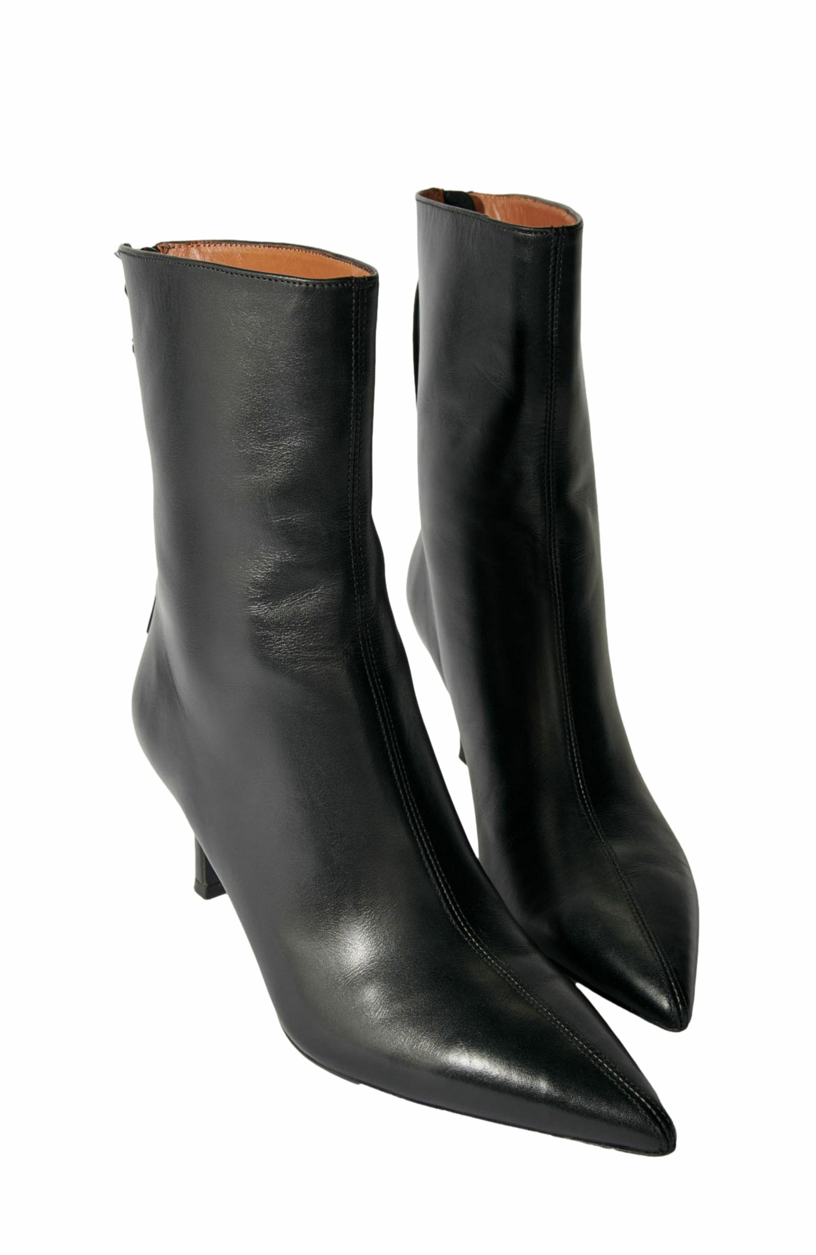 maje Leather ankle boots, Alternate, color, Black