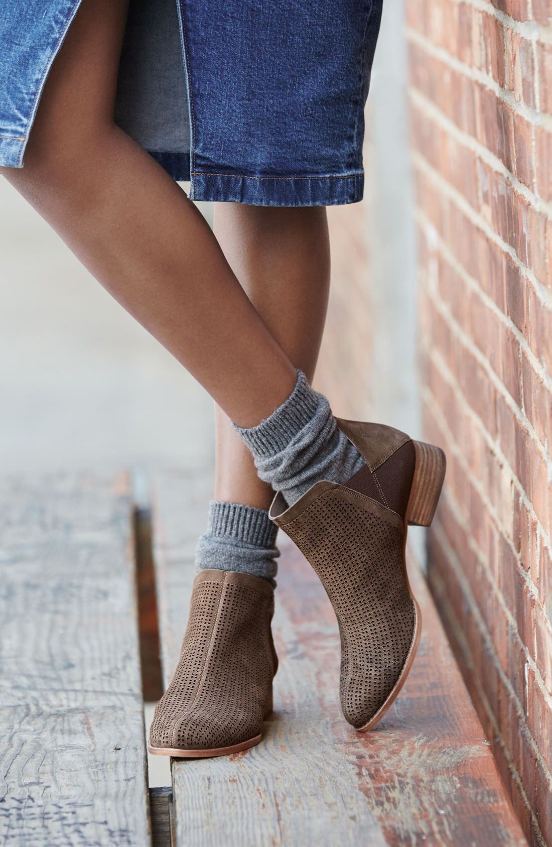 Celena Perforated Bootie, Alternate, color, BLACK NUBUCK LEATHER