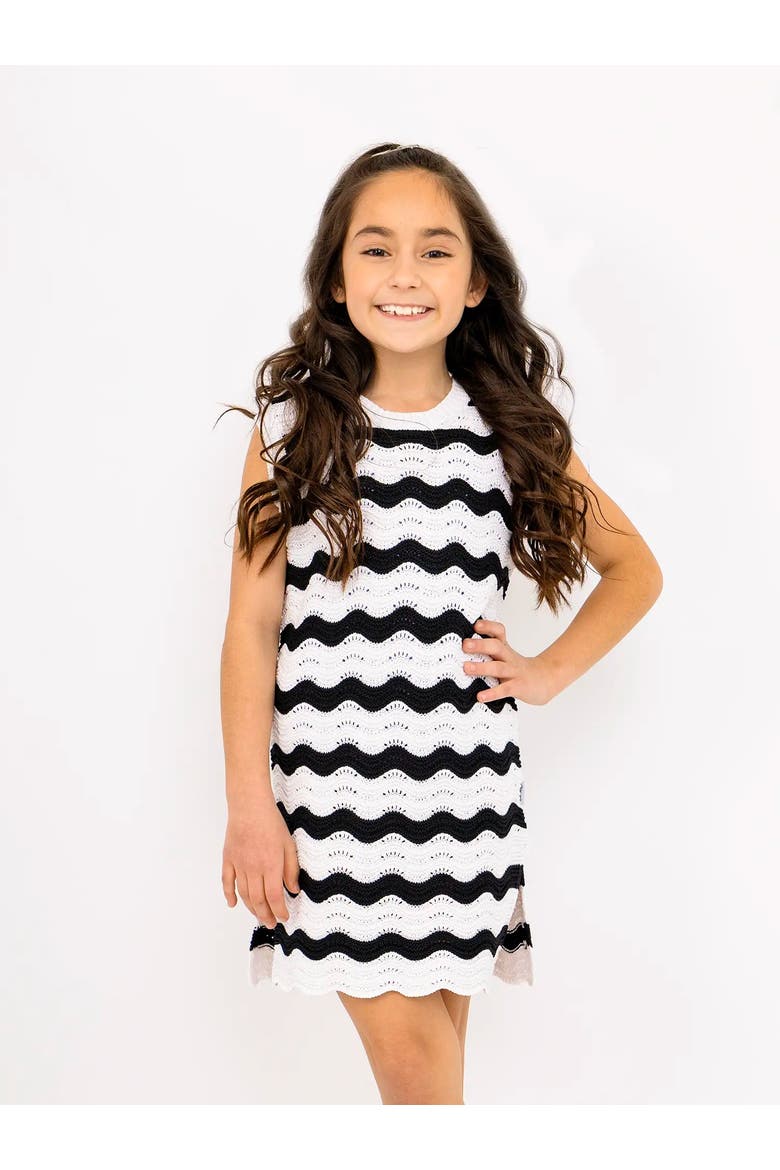 Crochet Knit Swim Coverup, Main, color, Black and White