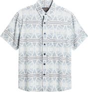 Pendleton Dawson Print Short Sleeve Linen Blend Button-Up Shirt