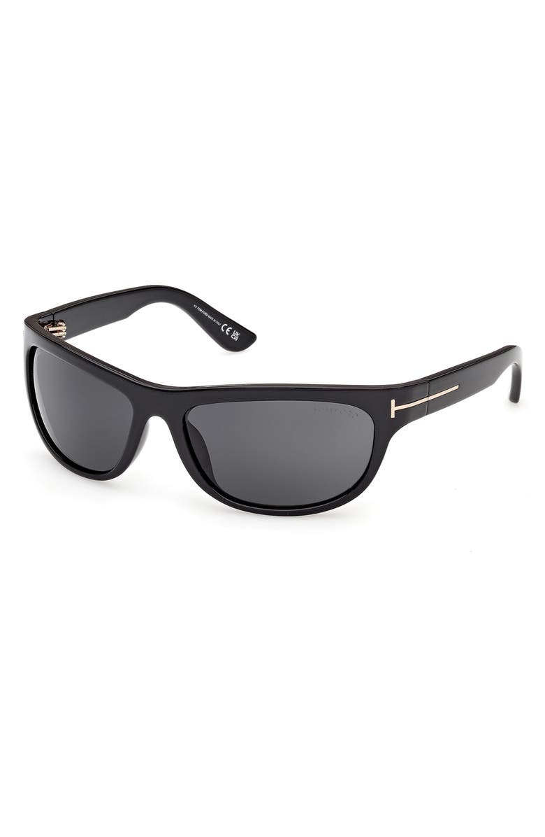 TOM FORD Anders 62mm Oversize Rectangular Sunglasses, Alternate, color, Shiny Black / Smoke Lens