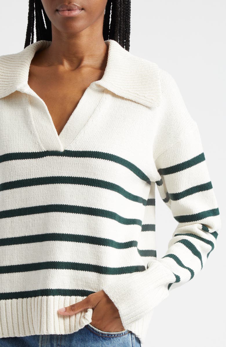 Veronica Beard Jovie Stripe Cotton Sweater, Alternate, color, 