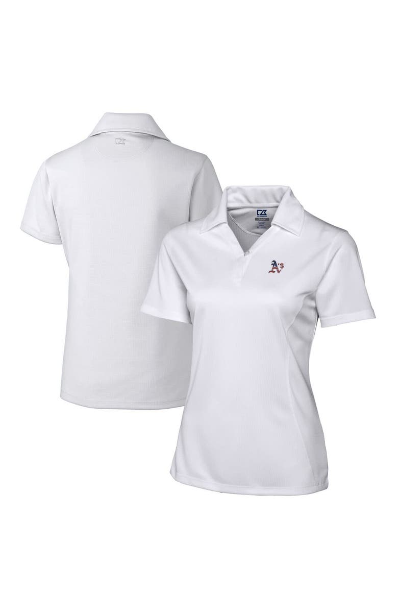 Cutter & Buck Women's Cutter & Buck White Oakland Athletics Americana Logo DryTec Genre Textured Solid Polo, Main, color, 