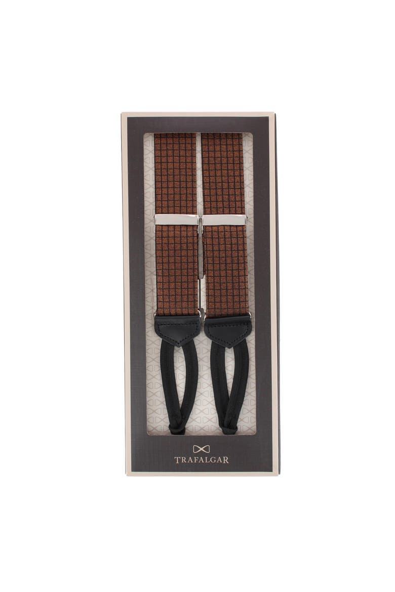 Bradford Neat Square Silk Formal End Suspenders, Alternate, color, Brown