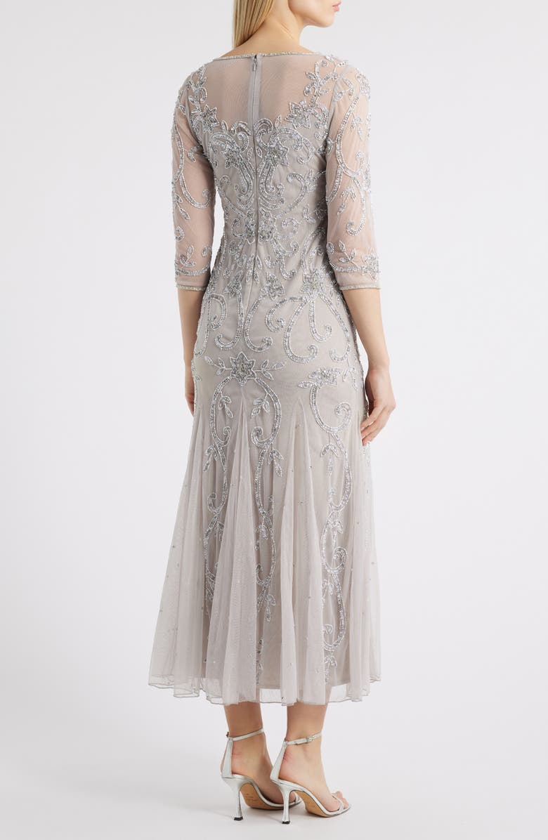 Beaded Illusion Neck Gown