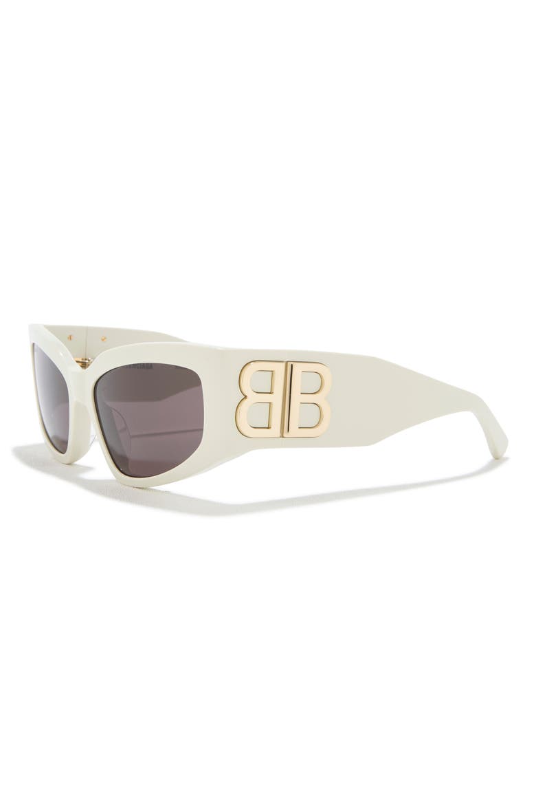 57mm Rectangular Sunglasses, Alternate, color, IVORY IVORY GREY