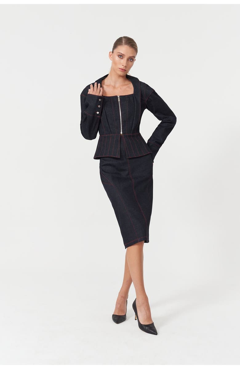 Jendue Davidson Pencil Skirt, Alternate, color, Deep Blue