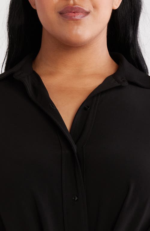 Anne Klein Womens Solid Twist Front Button Down Textured Crepe Knit Top Xxs P Xxl
