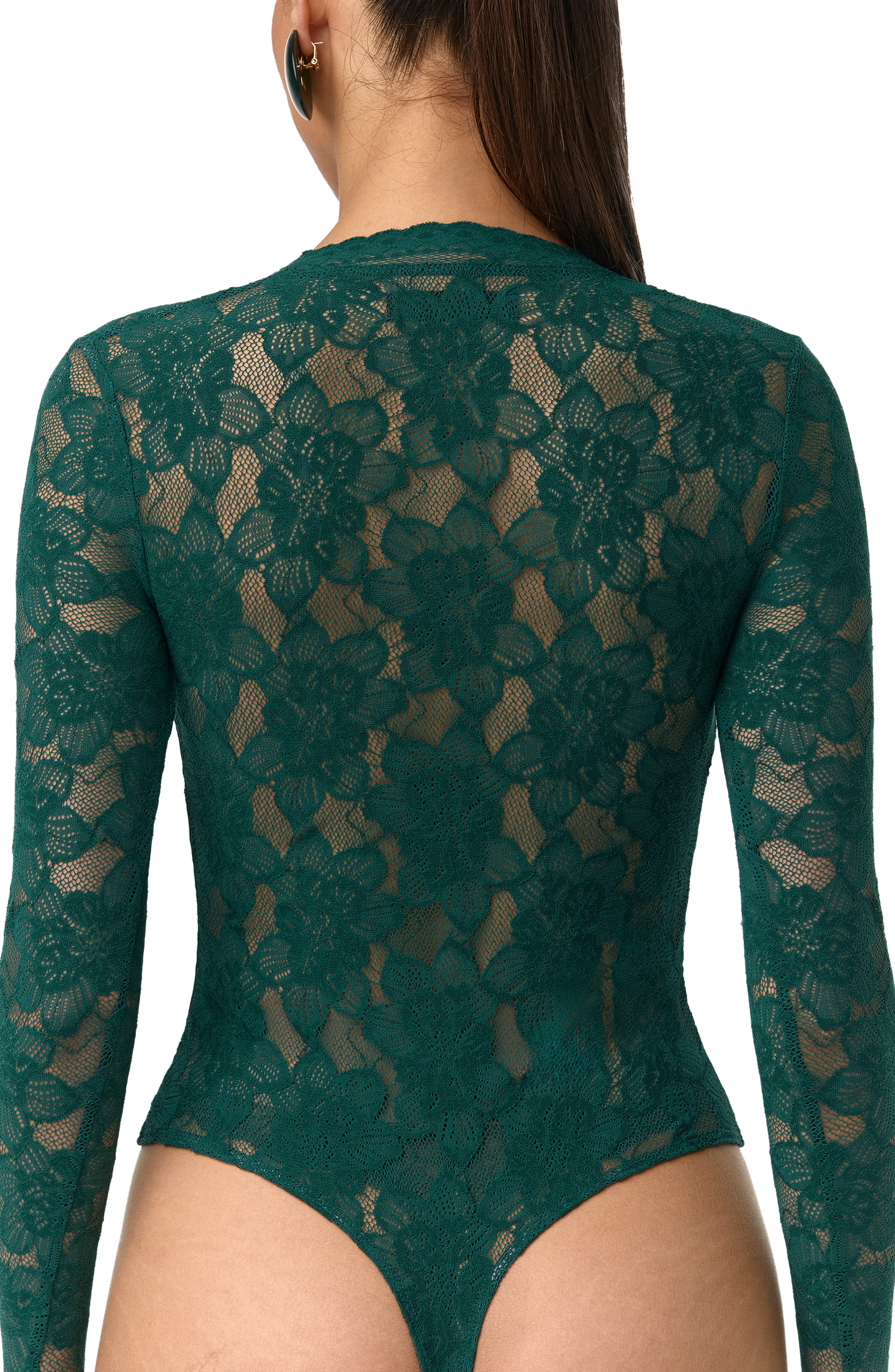 Deep V-Neck Long Sleeve Lace Bodysuit (Women) | Nordstrom