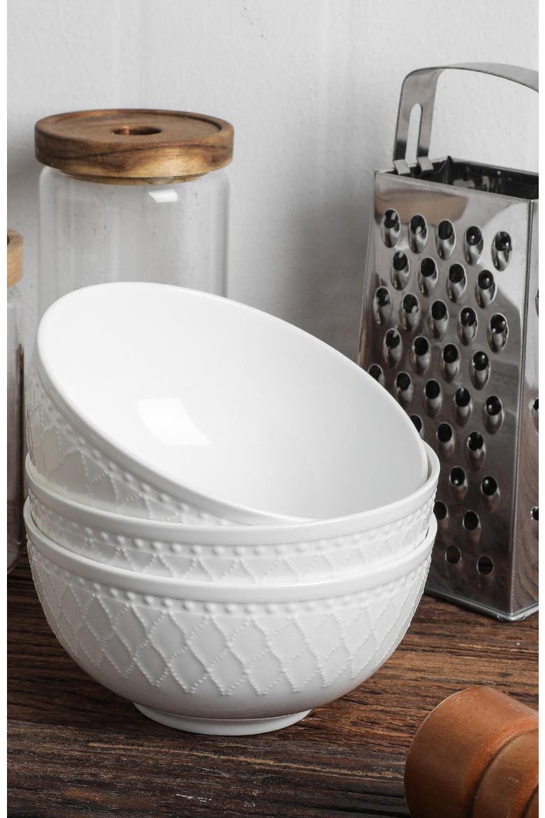 Alexandria Bone China 16-Piece Dinnerware Set, Alternate, color, White
