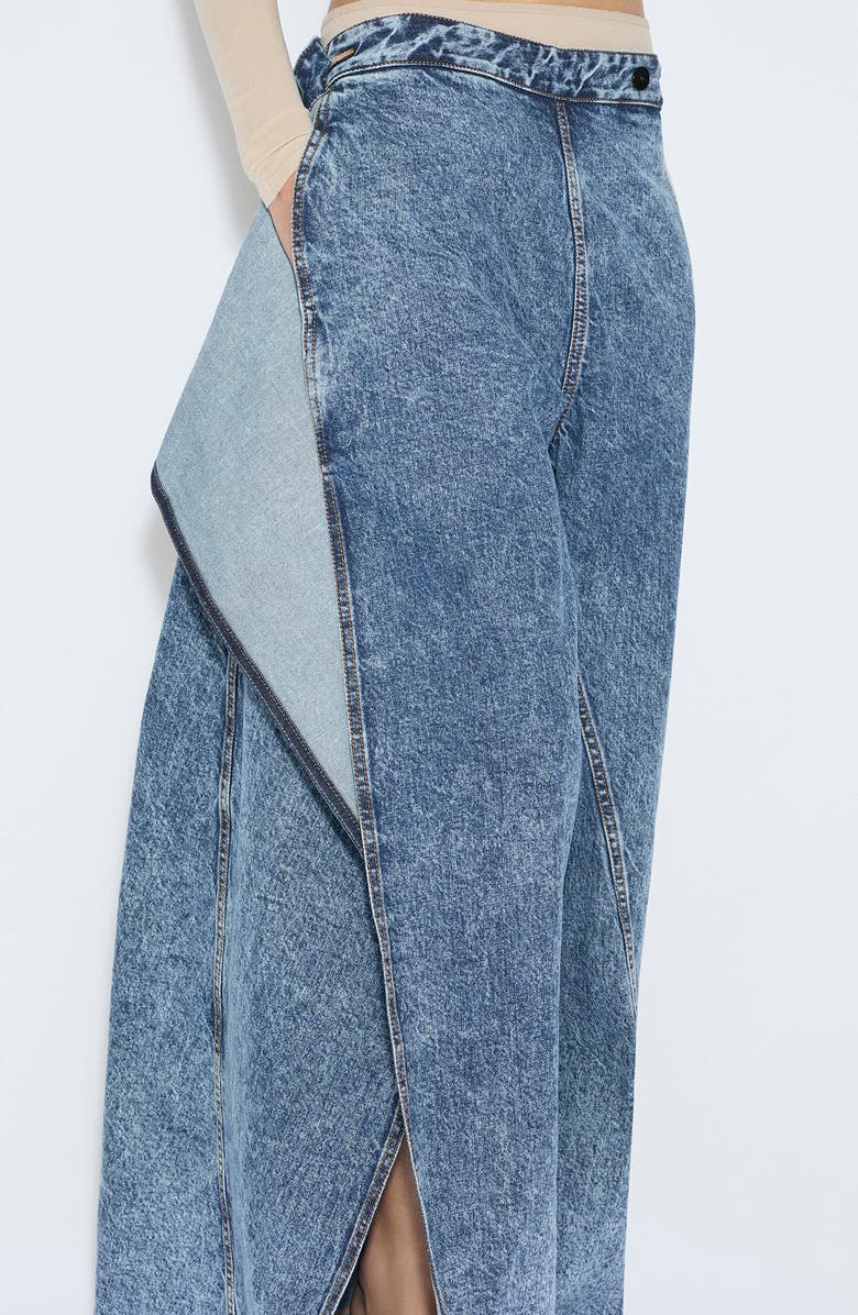 Alaïa Wide Leg Wrap Jeans, Alternate, color, Bleu Neige