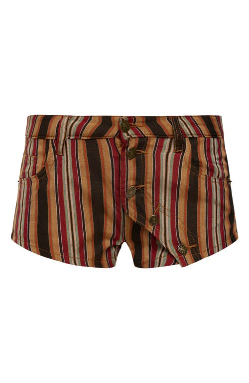 Lioness Sundrenched Low Rise Stripe Denim Shorts In Multi