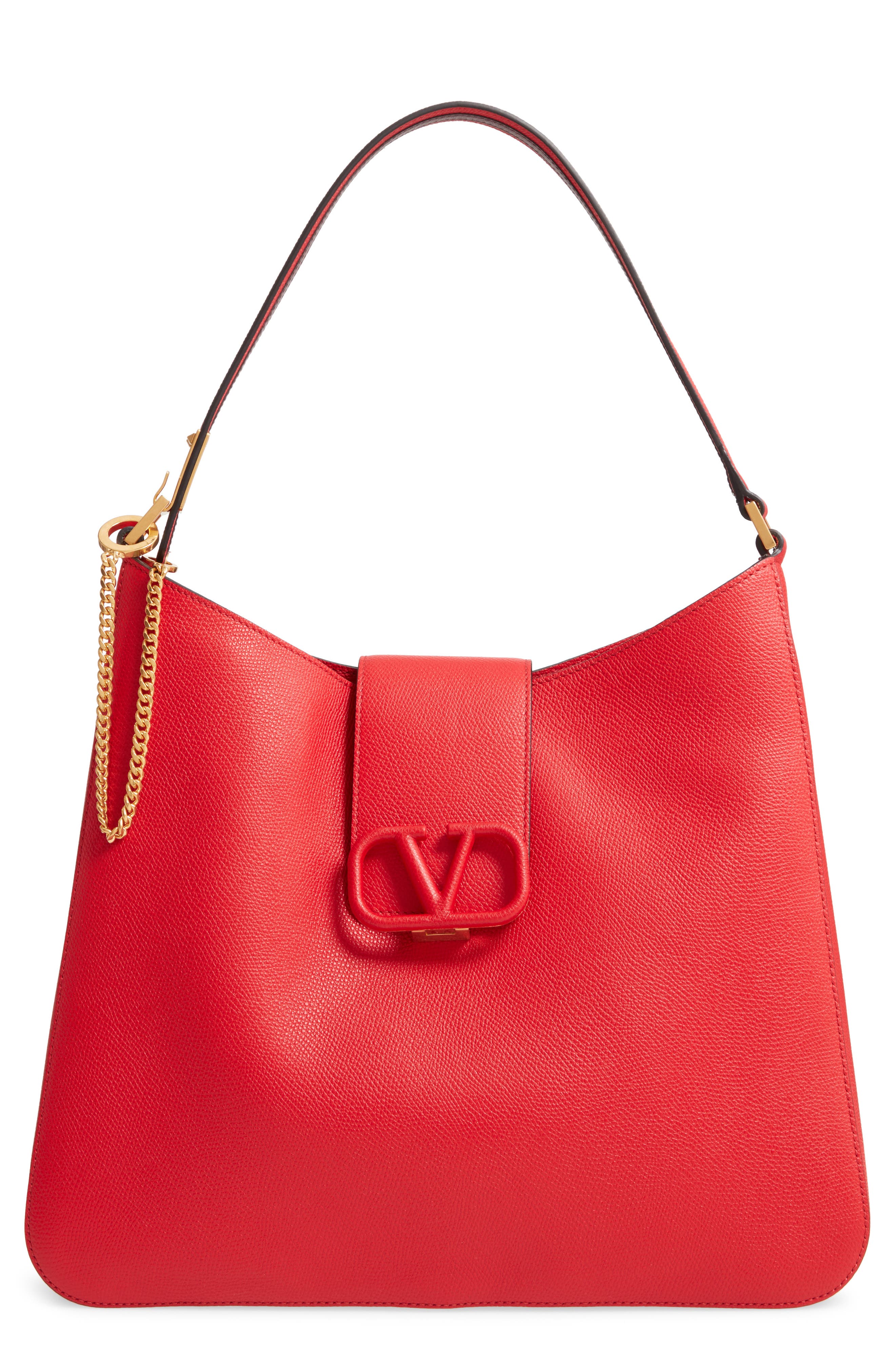 VSling Calfskin Hobo Bag, Main, color, ROUGE PUR/ RUBIN