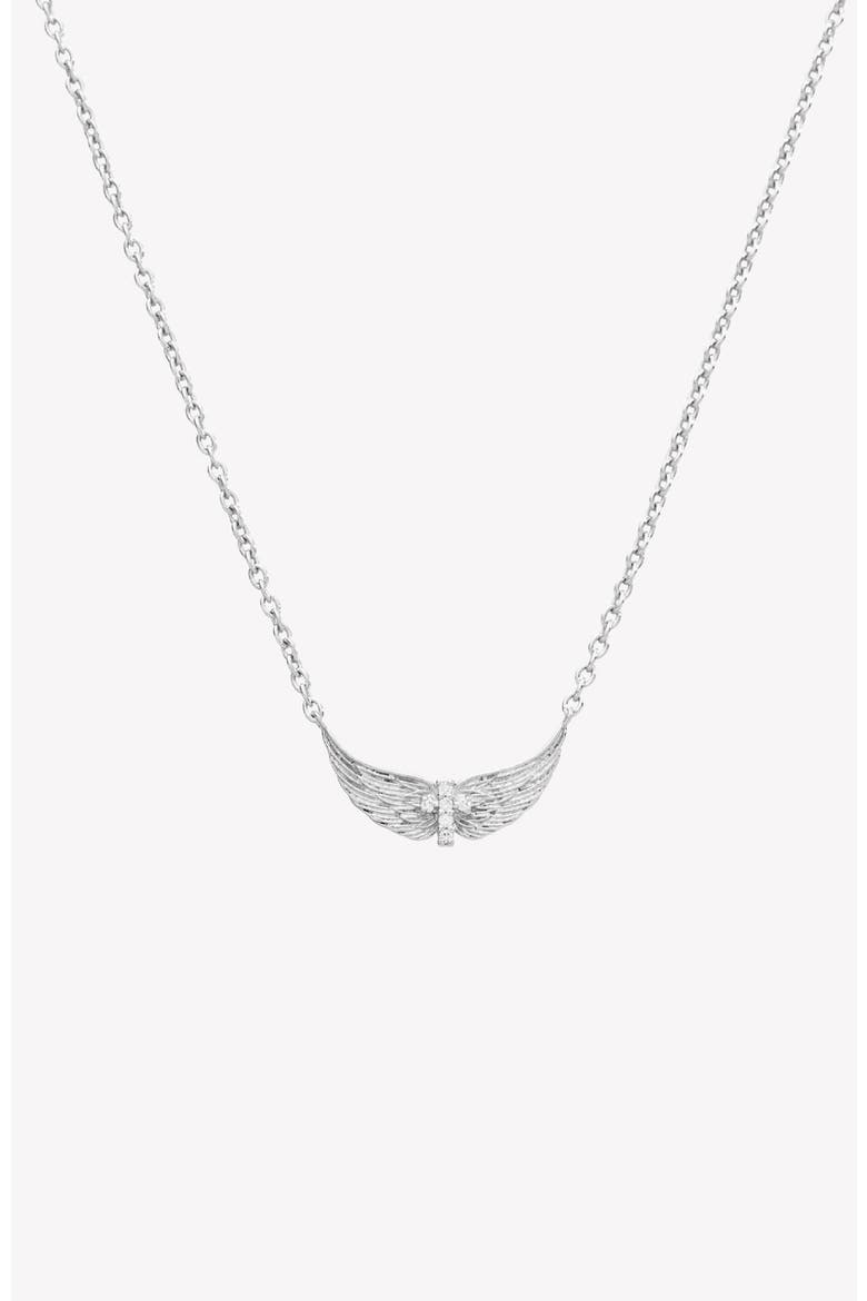 Divine Wings Mini Cross Necklace, Main, color, Sterling Silver
