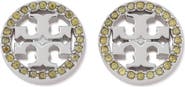 Tory Burch Icon Pavé Circle Stud Earrings