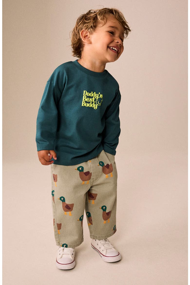 Kids' Slogan Long Sleeve Cotton Graphic T-Shirt, Alternate, color, GREEN