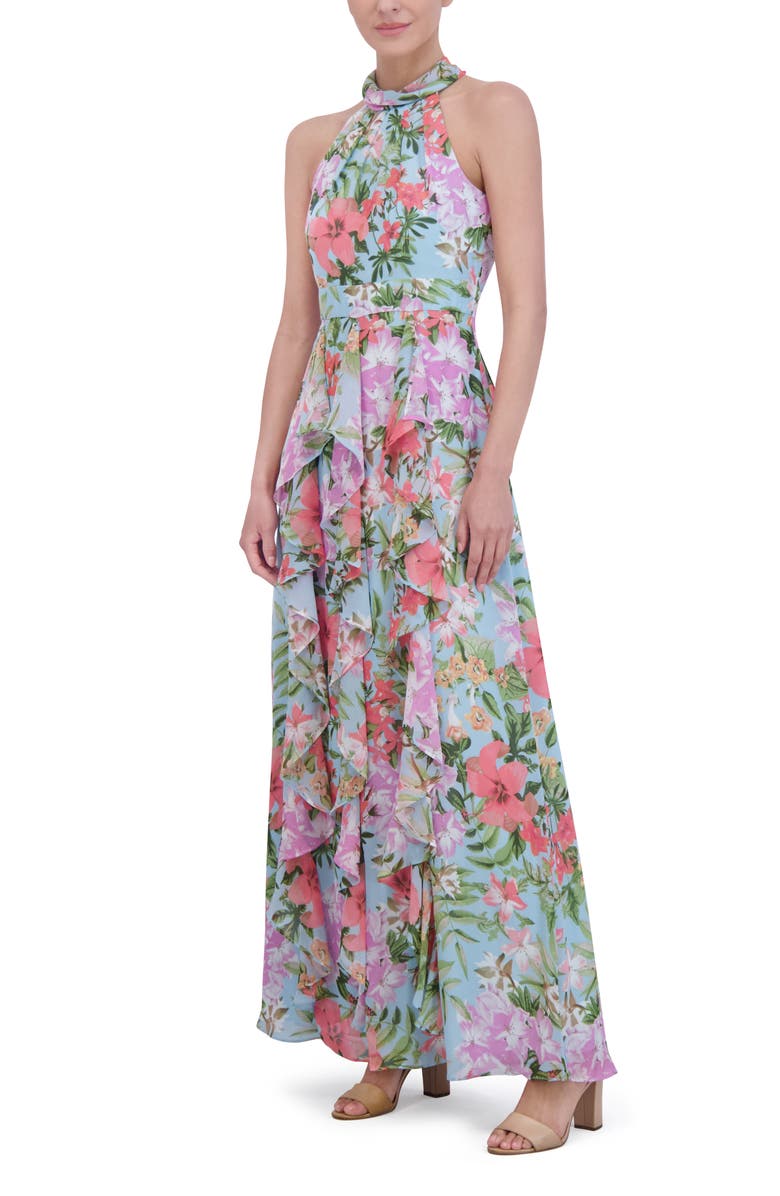 Eliza J Floral Ruffle Detail Maxi Dress, Alternate, color, 