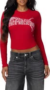 True Religion Crystal Graphic Long Sleeve T-Shirt