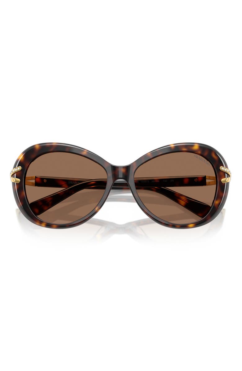 Swarovski 56mm Butterfly Sunglasses, Alternate, color, Havana