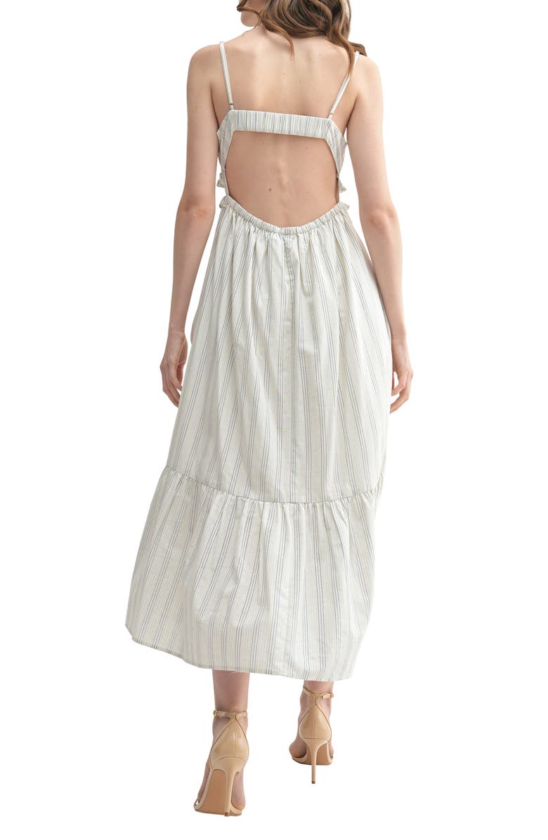 All in Favor Stripe Frill Detail Cotton Midi Dress, Alternate, color, Ivory Blue Stripe