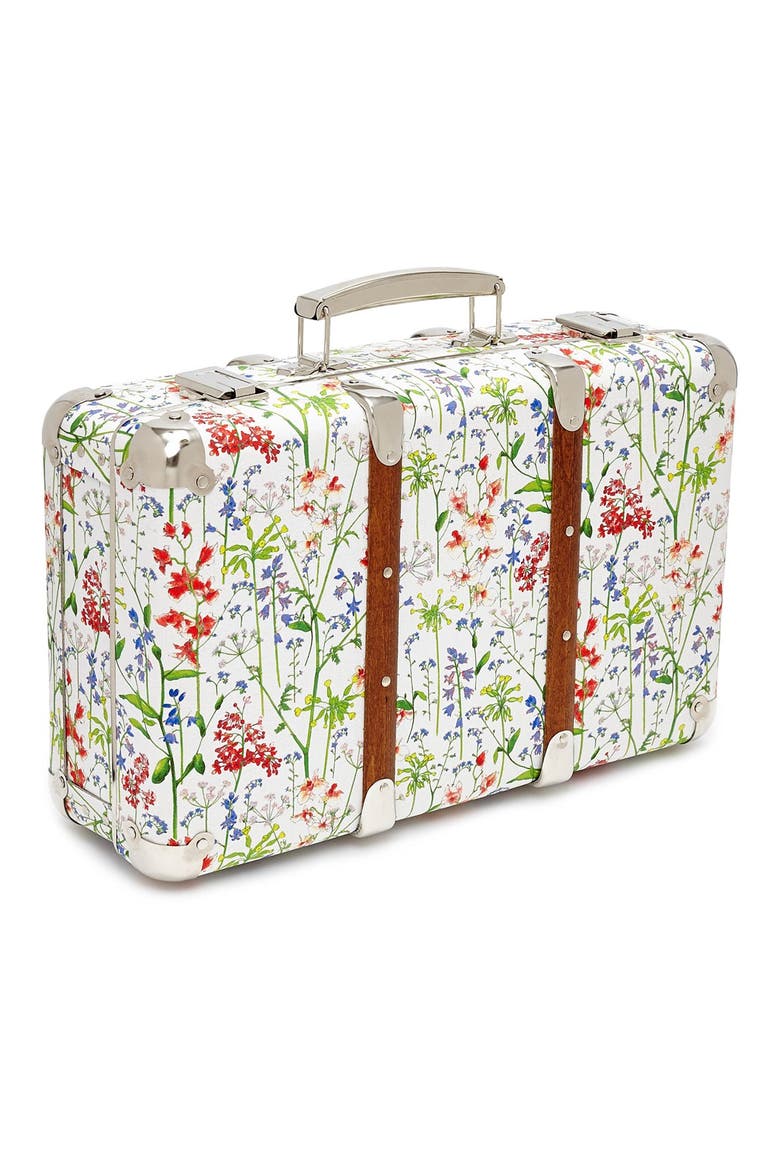 Floral Print Suitcase, Main, color, THEODORA