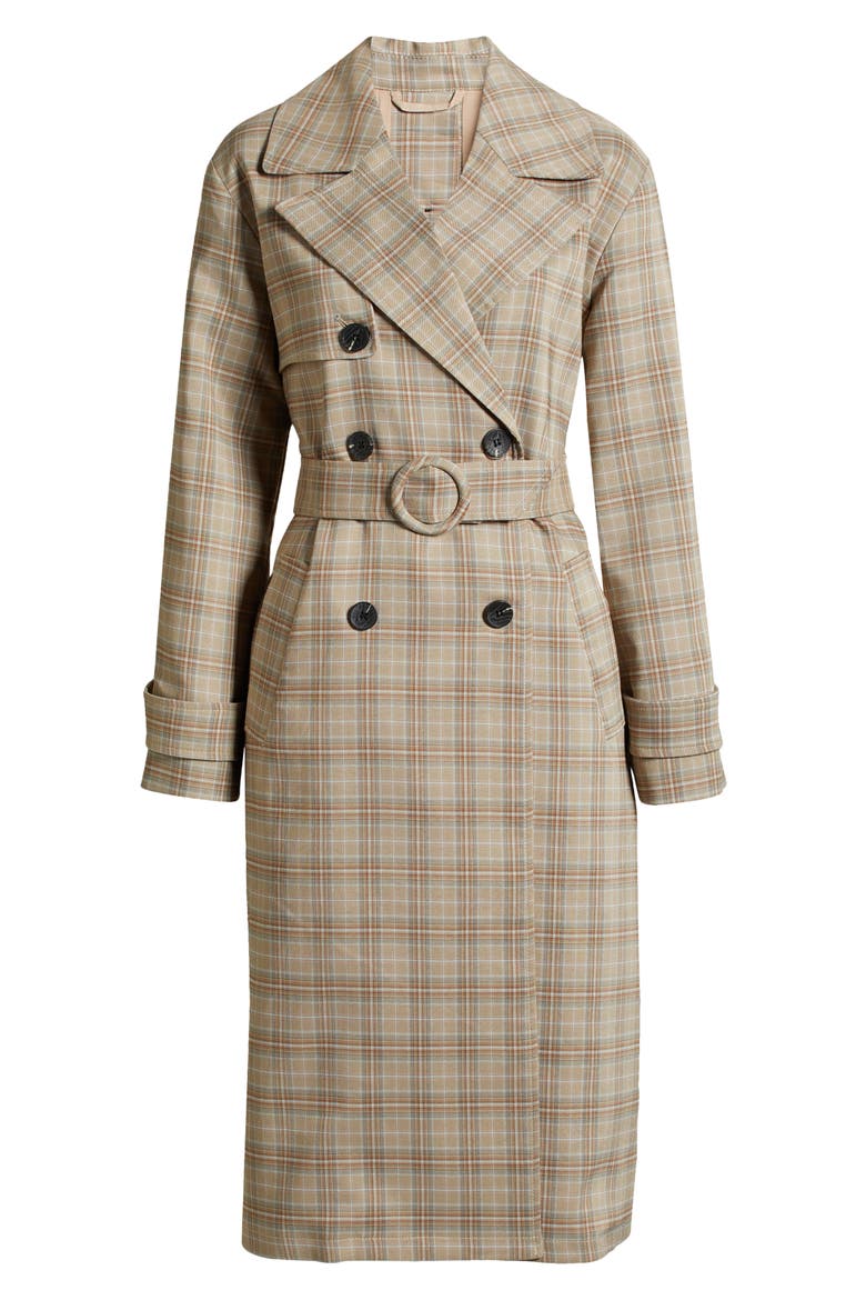 Plaid Trench Coat, Alternate, color, TAUPE PLAID