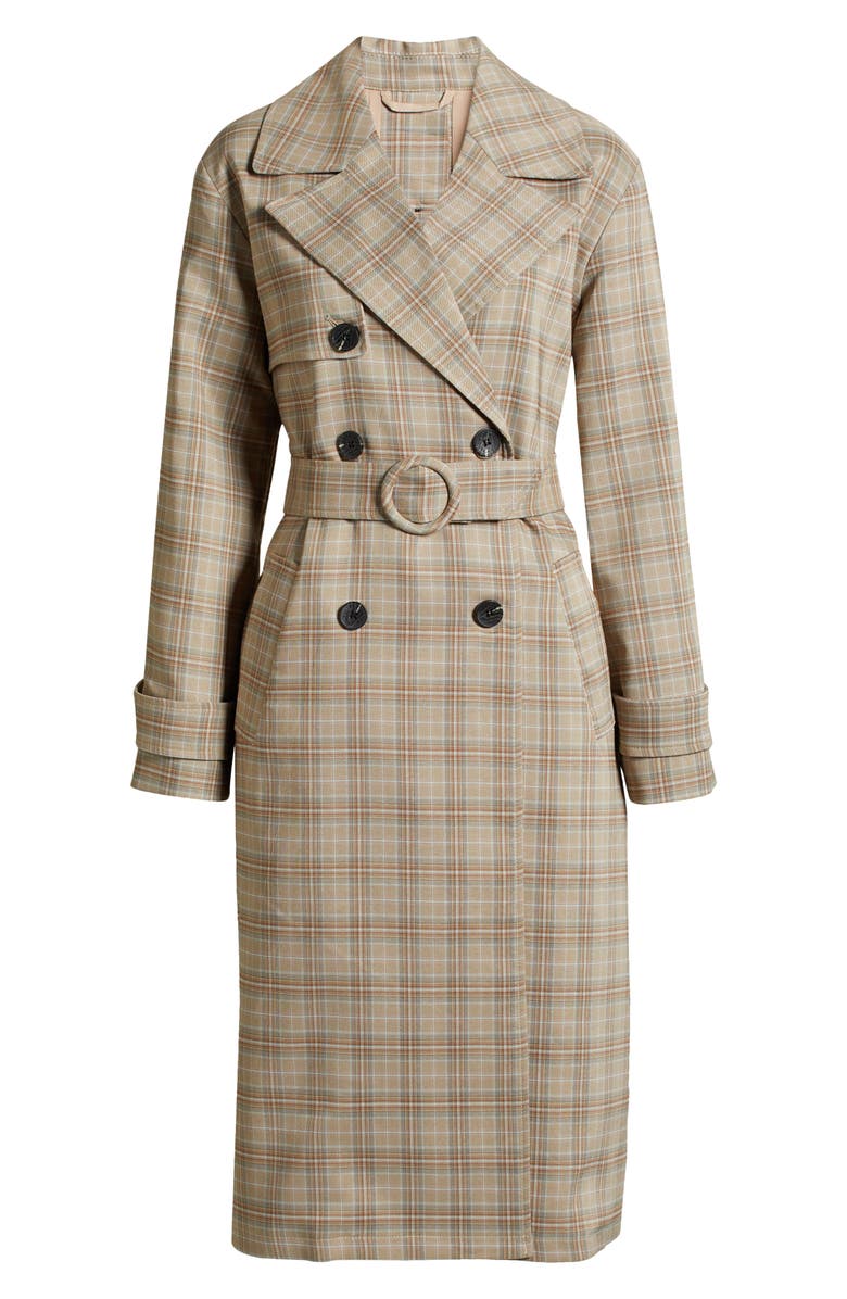 Avec Les Filles Plaid Trench Coat, Alternate, color, Taupe Plaid