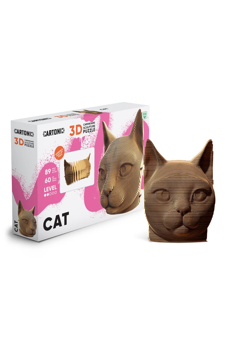 Cartonic 3D Cardboard Sculpture Puzzle, Alternate, color, Cat