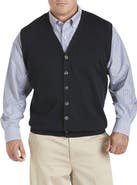 Oak Hill by DXL Big & Tall Button-front Sweater Vest