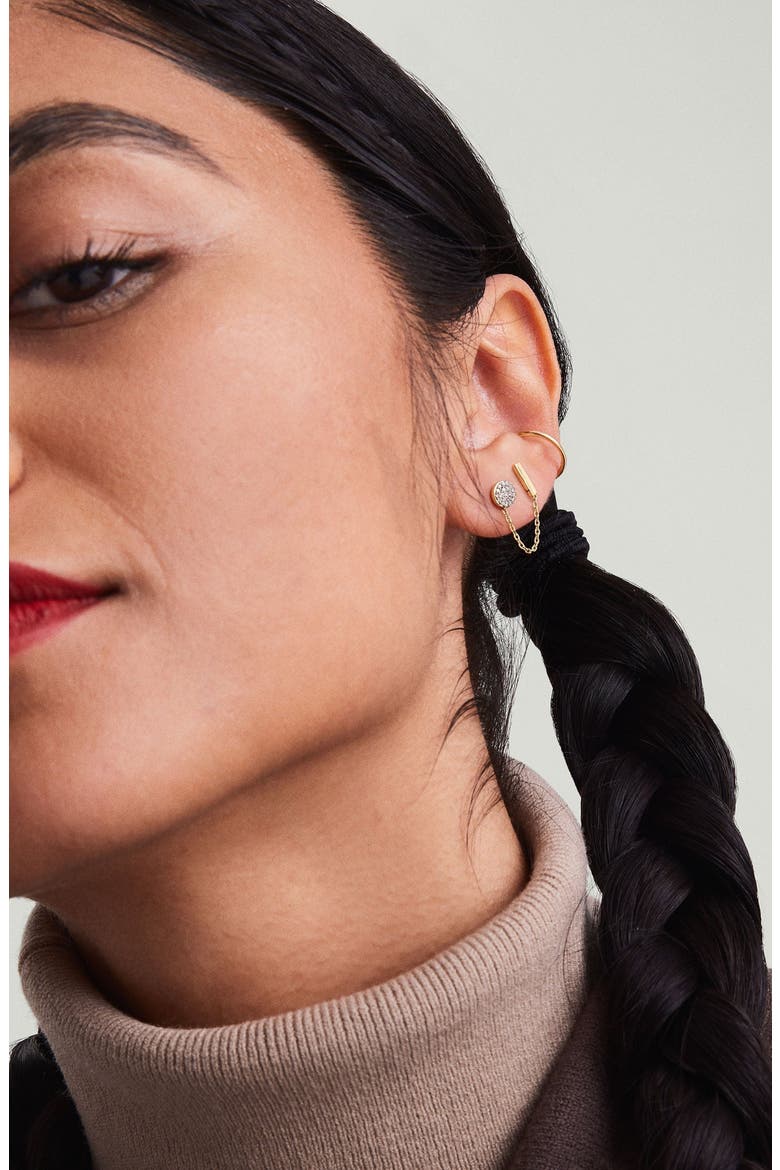 Single Bar Chain Stud, Alternate, color, Yellow Gold
