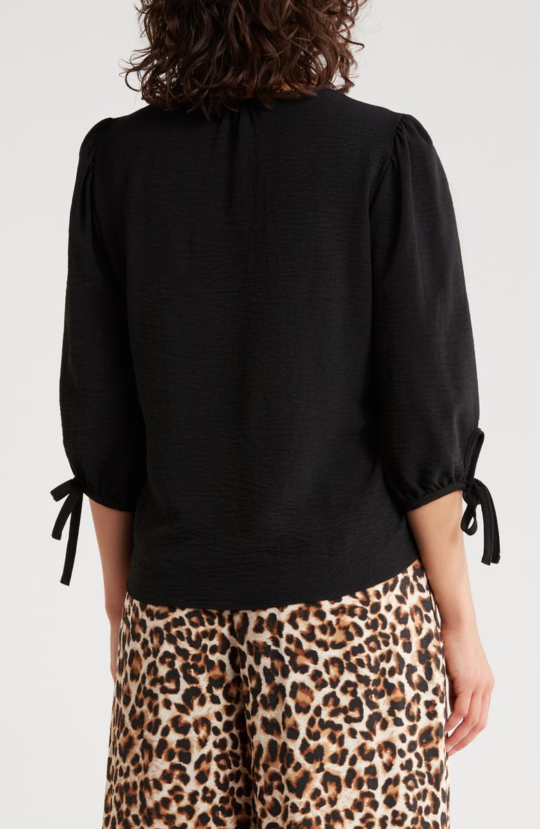 Renee C Ditsy Puff Sleeve Blouse, Alternate, color, Black