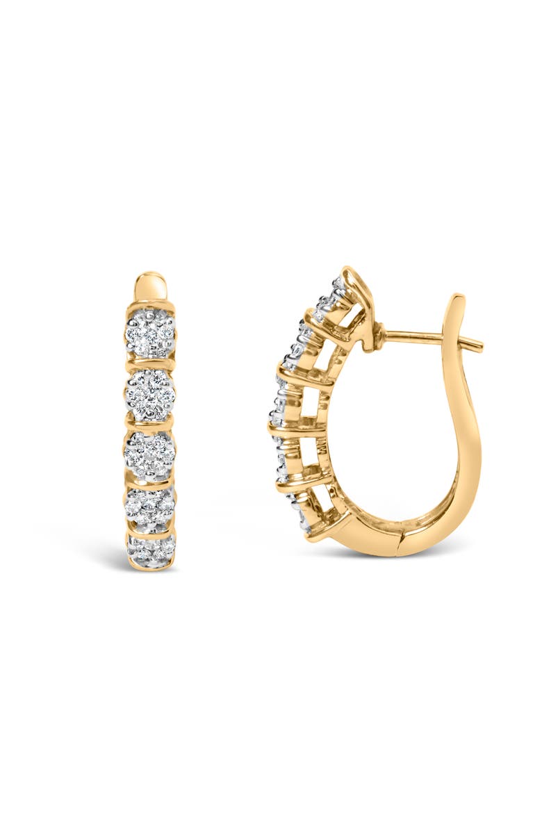 14k Yellow Gold 1/2 Cttw Diamond Cluster Hoop Earrings, Alternate, color, Yellow