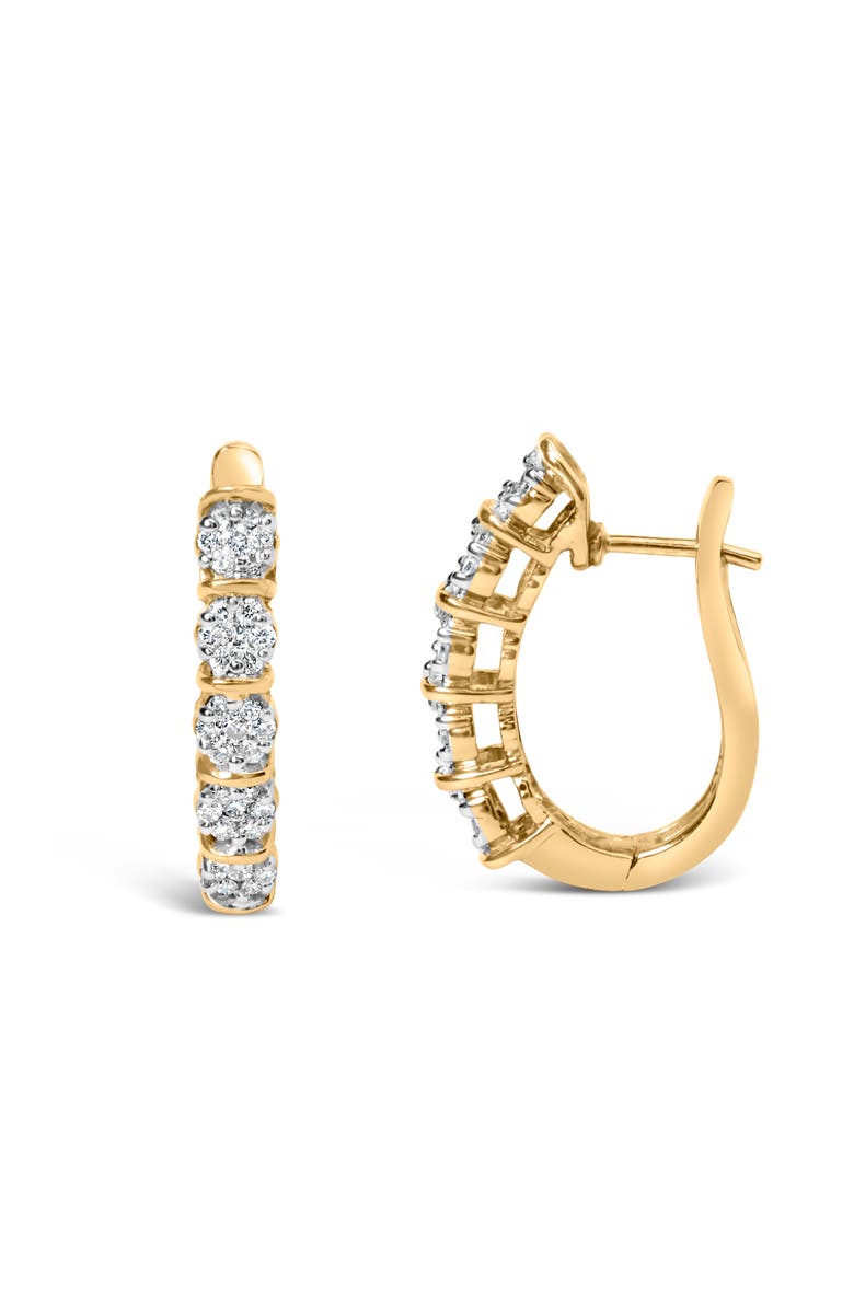 Haus of Brilliance 14k Yellow Gold 1/2 Cttw Diamond Cluster Hoop Earrings, Alternate, color, Yellow