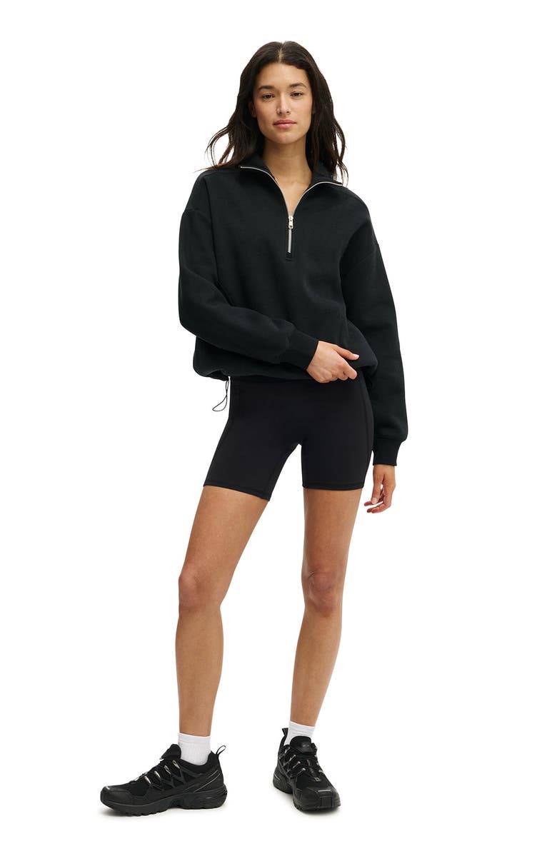 COTTON ON BODY Women's Active Plush Half Zip Sweatshirt, Alternate, color, Black