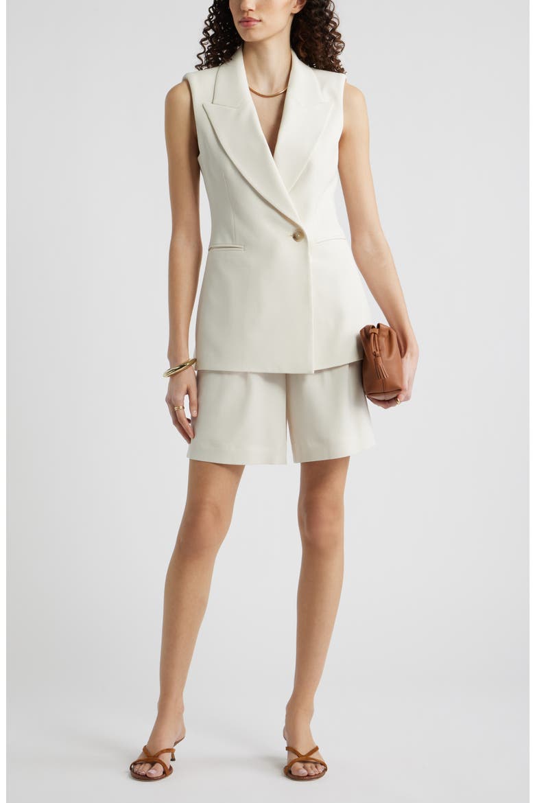 Sleeveless Crepe Blazer, Alternate, color, IVORY BIRCH