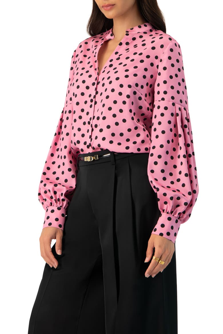 Long Sleeve Polka Dot Blouse, Alternate, color, Pink