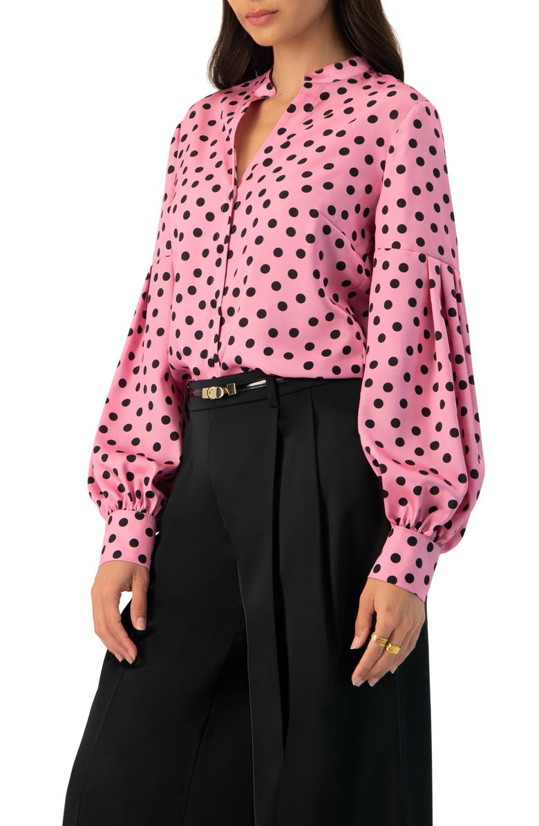 IVONNE Long Sleeve Polka Dot Blouse, Alternate, color,
