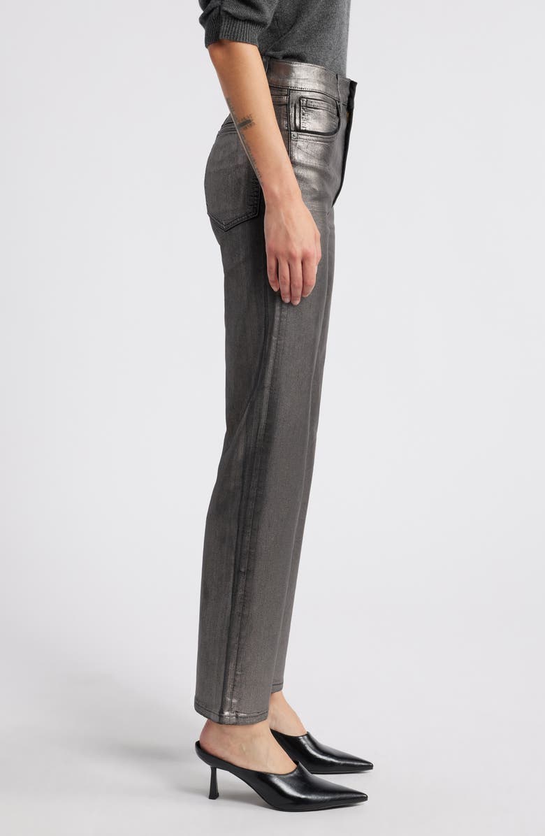 FRAME Le Sleek Straight Leg Coated Jeans, Alternate, color, Gunmetal Chrome