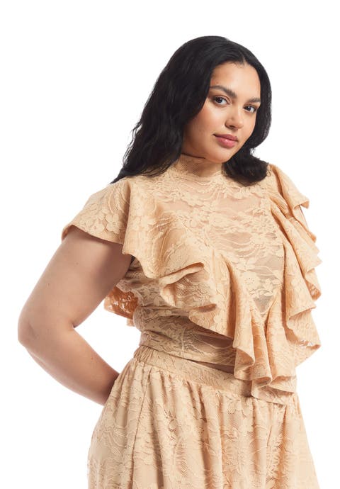 Floral Lace Ruffle Top (plus)