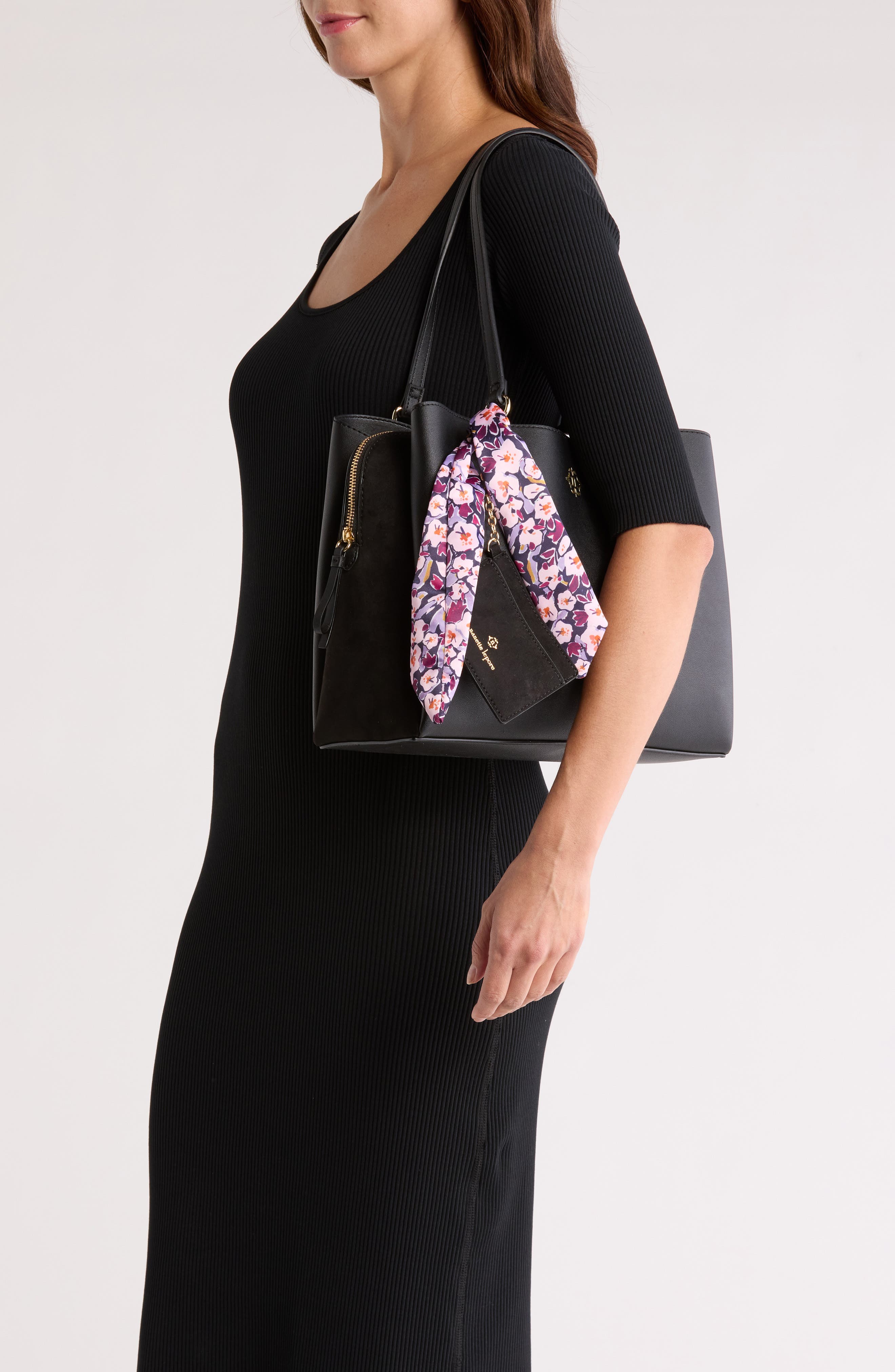Orly Triple Compartment Shoulder Bag, Alternate, color, BLACK