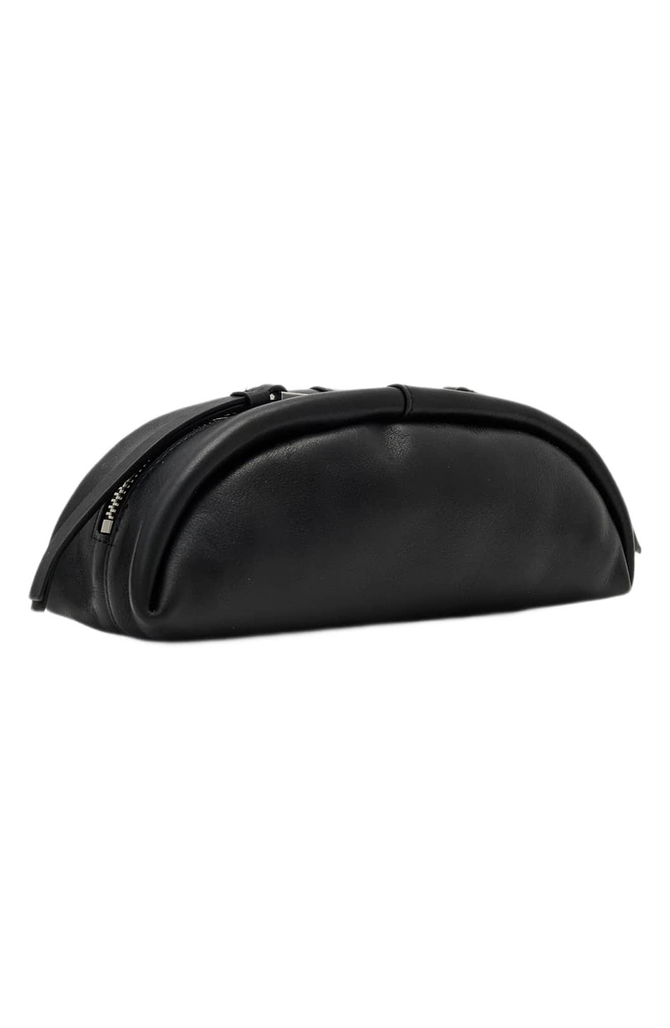 Rosalie Leather Pouch, Alternate, color, BLACK/ SILVER