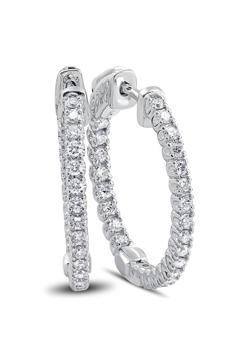 Bliss Diamond 1ct Diamond Inside Outside Hoops With Vault Lock 1" Tall 14k Gold, Main, color, 14K White Gold
