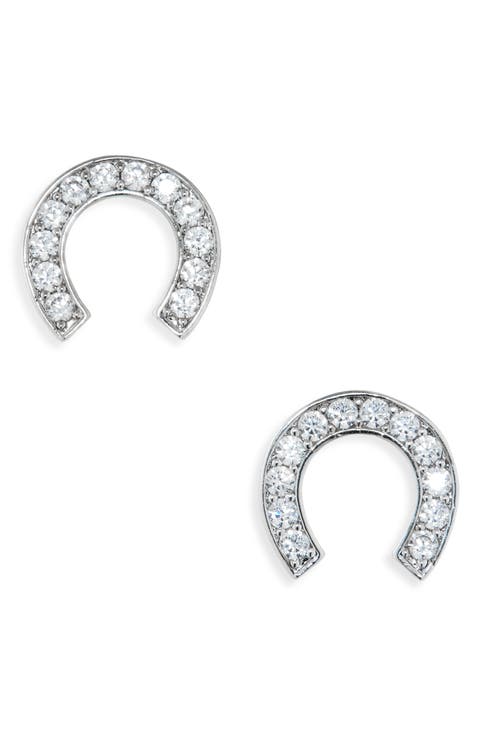 cubic zirconia horseshoe stud earrings