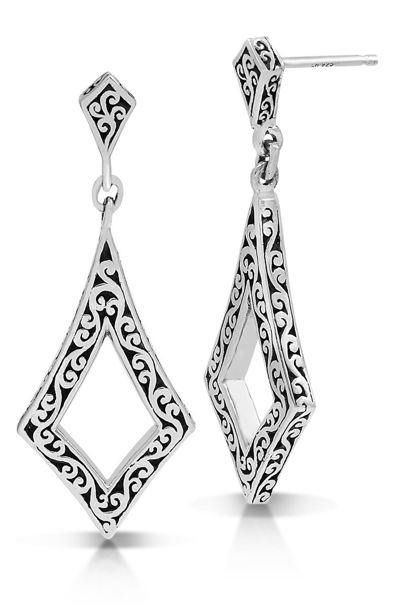Lois Hill Sterling Silver Elongated Scroll Drop Earrings, Main, color,