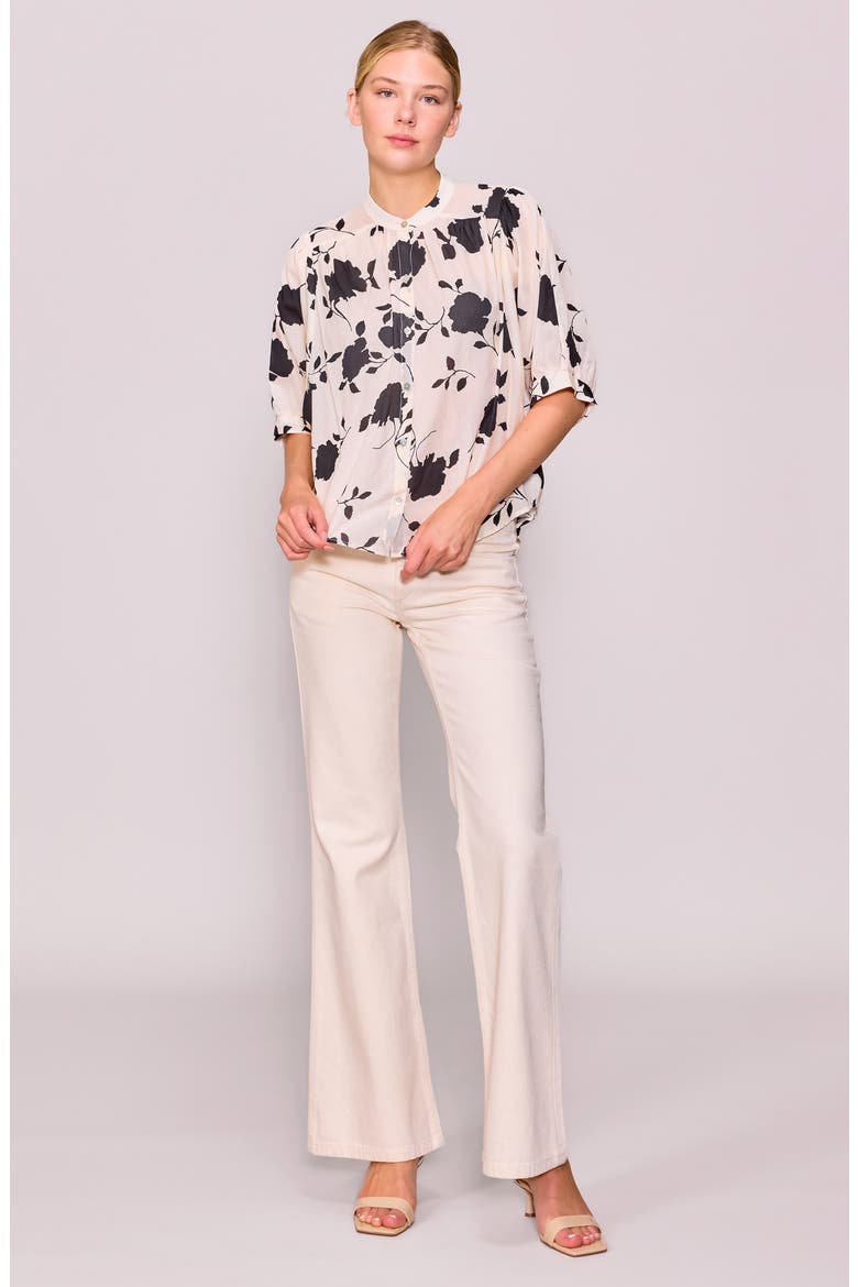 Print Voile Shirt, Alternate, color, IVORY BLACK