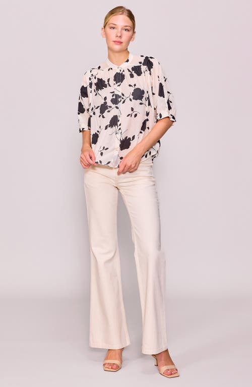 Melloday Print Voile Shirt In White