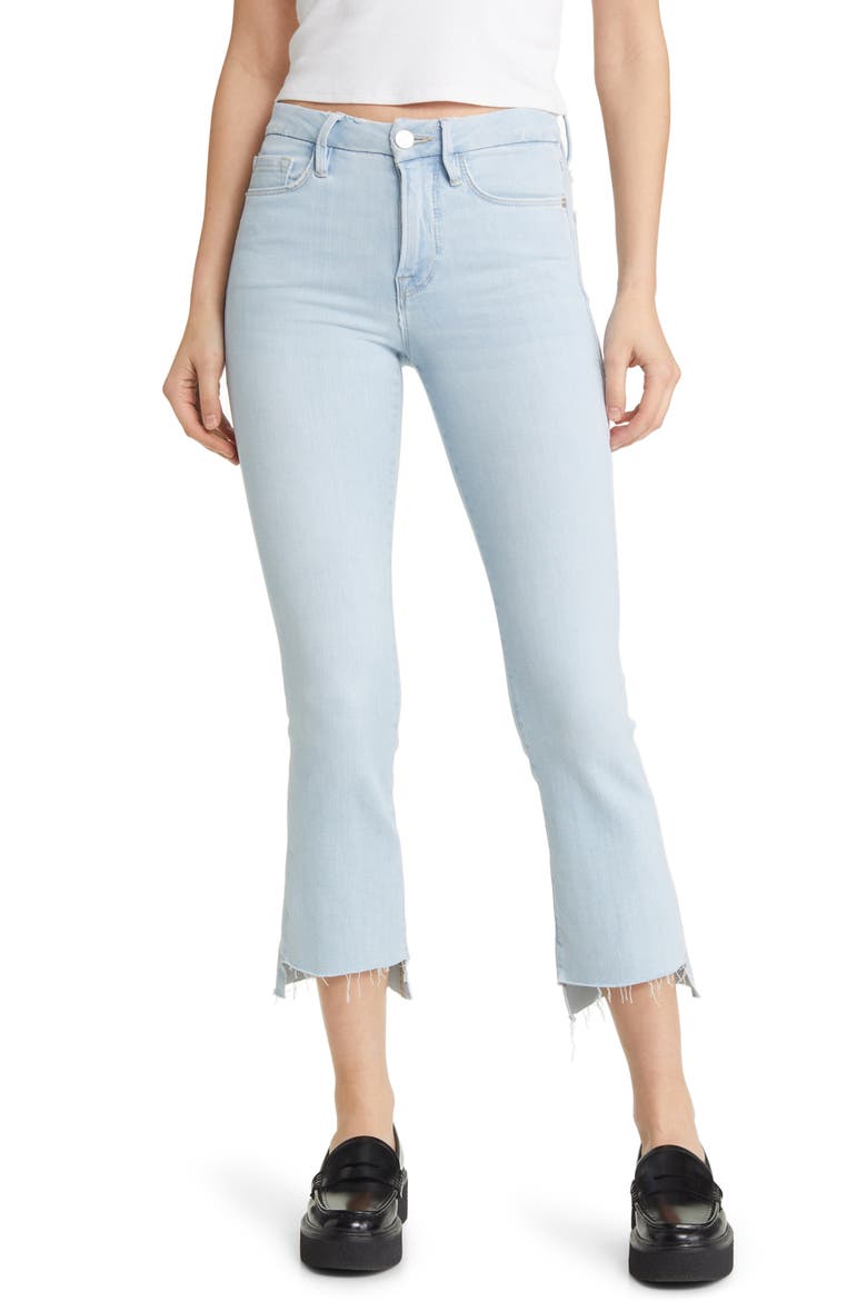 Le Crop Mini Boot Stagger Raw Hem Crop Bootcut Jeans, Main, color, CLARITY