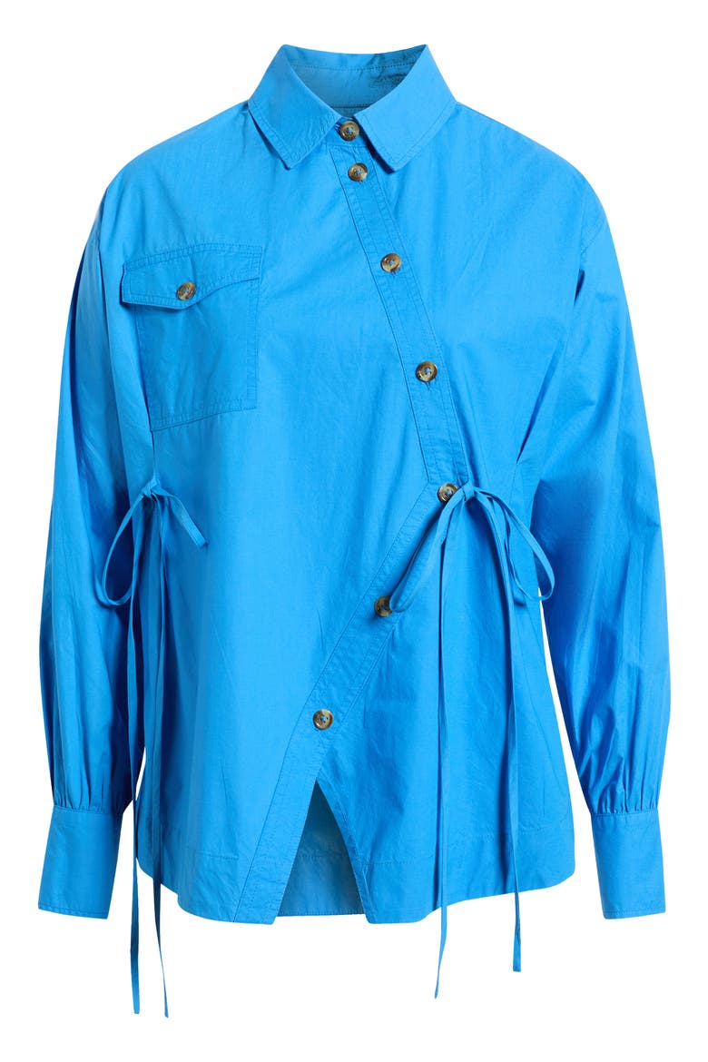 Lux Asymmetrical Organic Cotton Shirt, Alternate, color, BLUE
