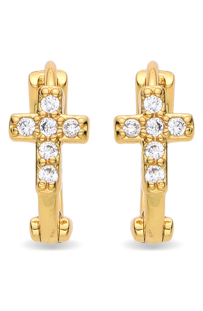 EYE CANDY LOS ANGELES Louane CZ Cross Hoop Earrings, Alternate, color, Gold