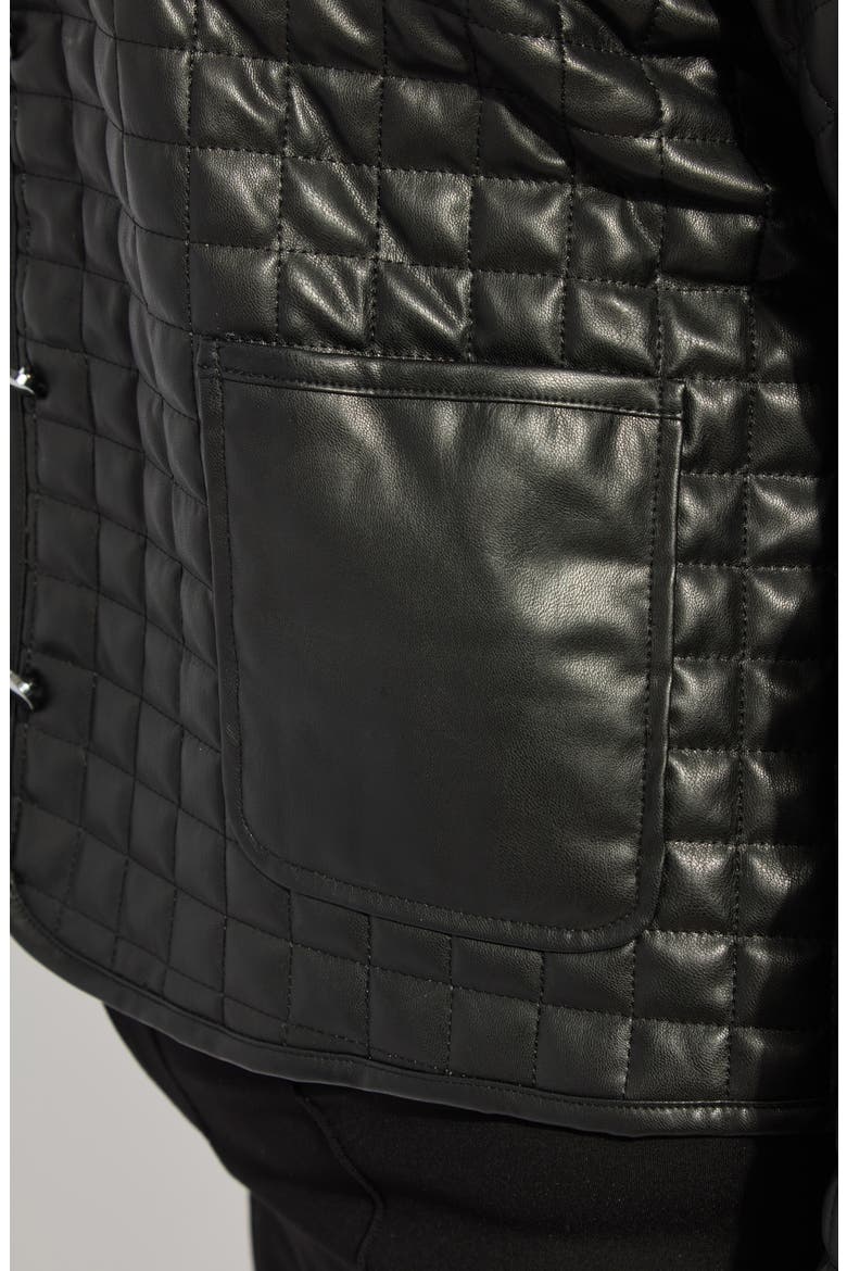 Agnes Quilted Faux Leather Crop Jacket, Alternate, color, BLACK
